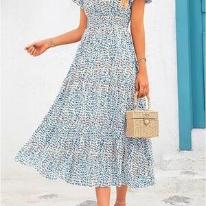 Chic Blue Floral Mini Dress